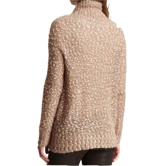 ShuShu Taupe Peach Nubby Boucle Scarf Front Fall Sweater Women’s Size Medium - Picture 4 of 12